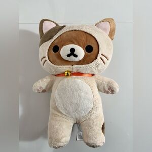 San-X Rilakkuma in Calico Cat Costume Plush Japan Stuffed Toy Neko Rilakkuma EUC